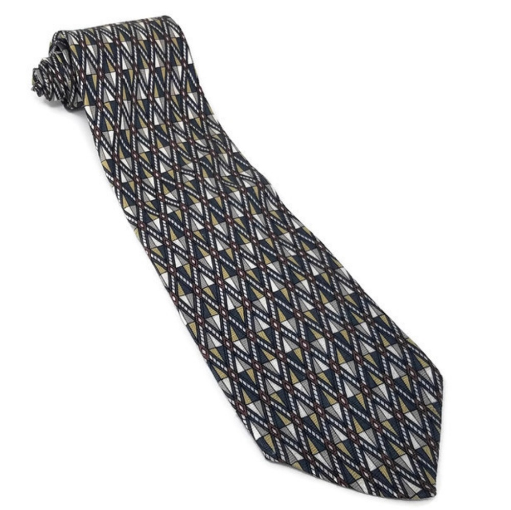 Vintage Daniel De Fassion Silk Geometric Necktie